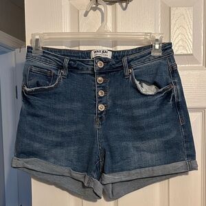 Wax Jean Women's Dark Blue Cuffed Denim Shorts
